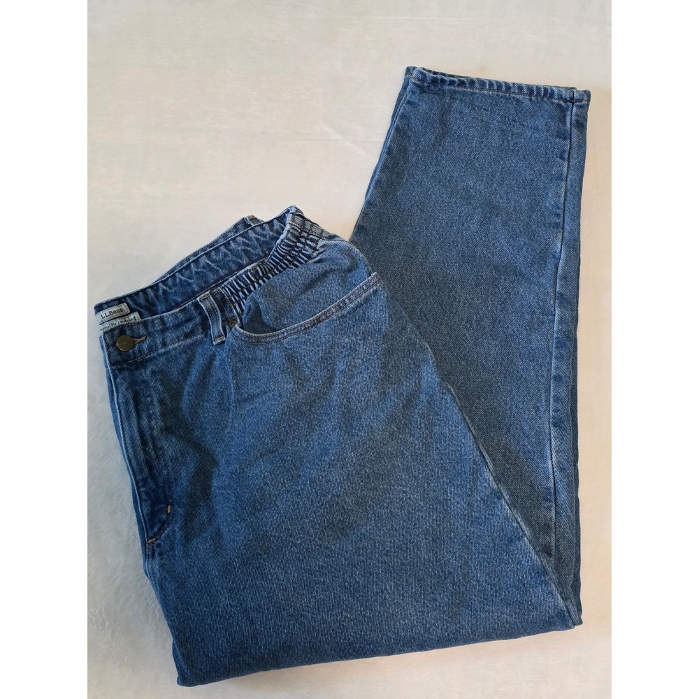 L.L. Bean Flannel Lined Jeans Womens 20W Original Fit Relaxed Denim Medium Wash